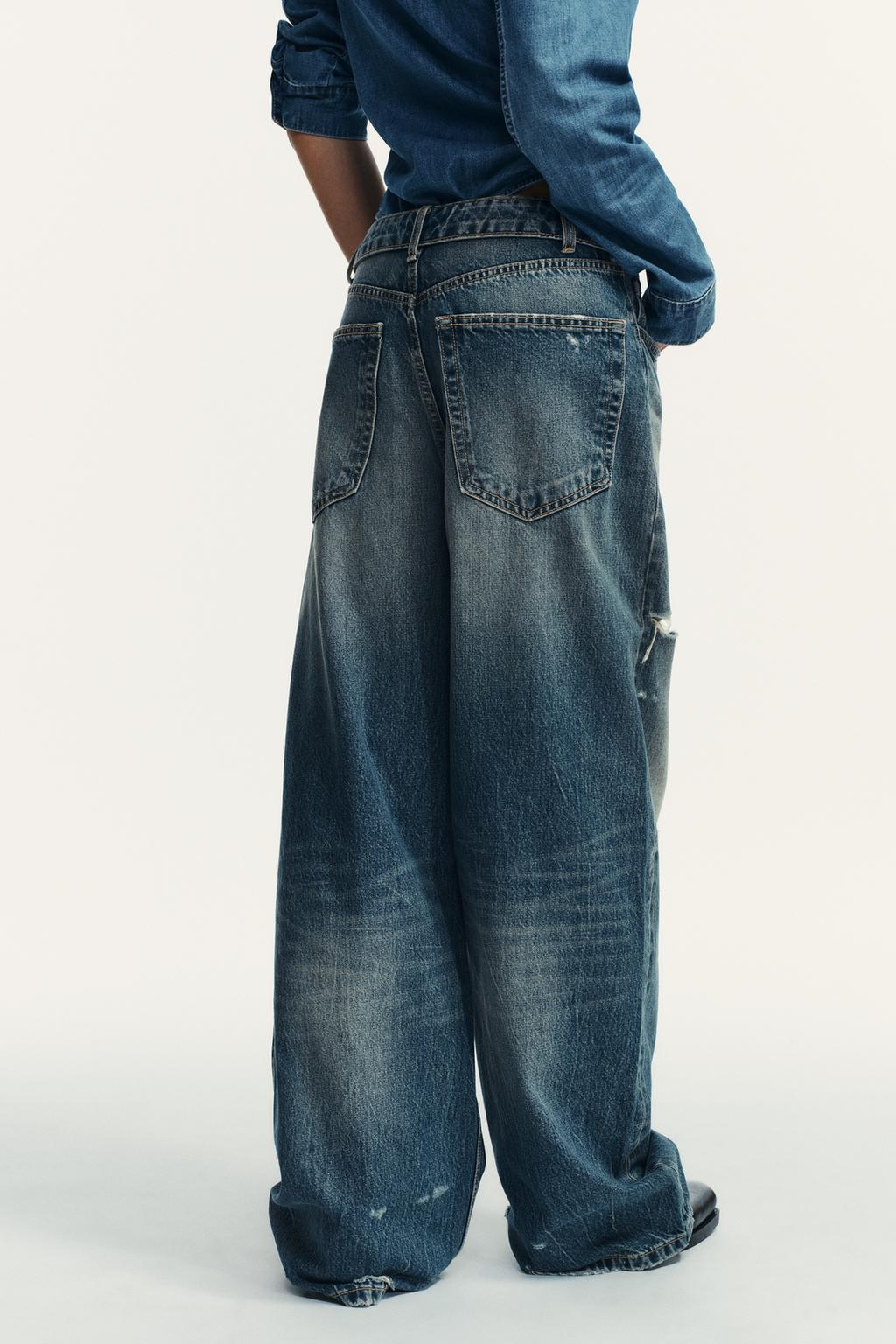 ДЖИНСЫ TRF СО СРЕДНЕЙ ПОСАДКОЙ И ОТВЕРНУТЫМ ПОЯСОМ