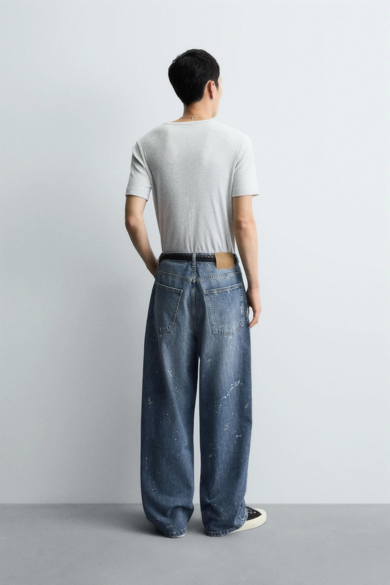 ДЖИНСЫ BAGGY FIT С ЭФФЕКТОМ БРЫЗГ