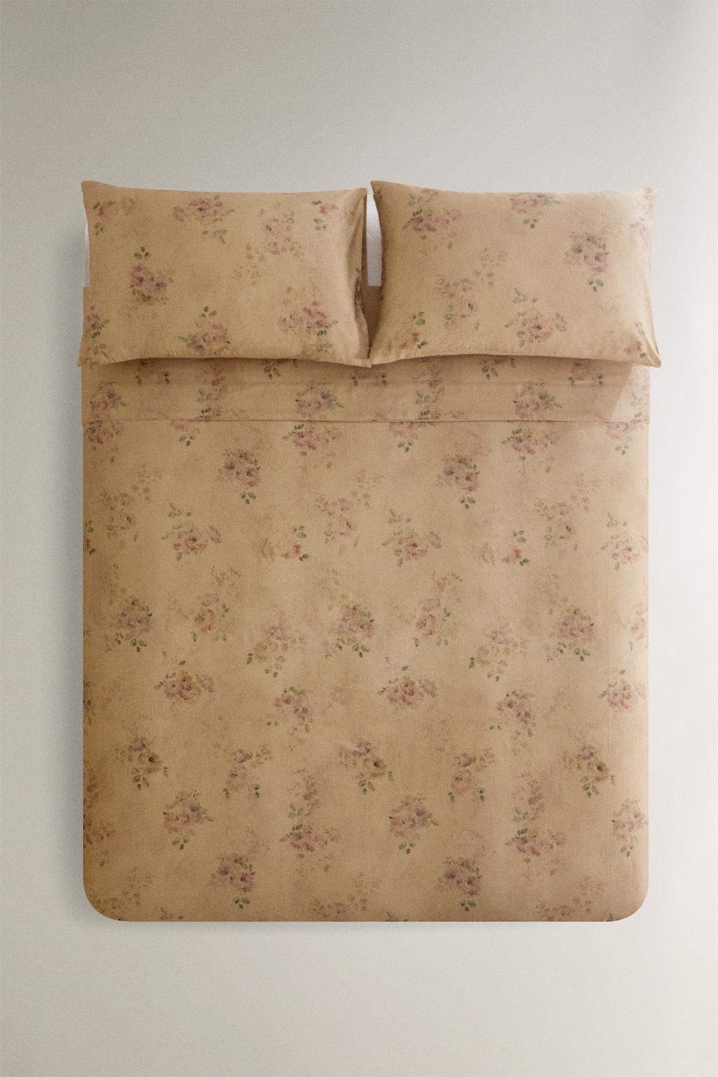 Покрывало из сатина с цветочным принтом