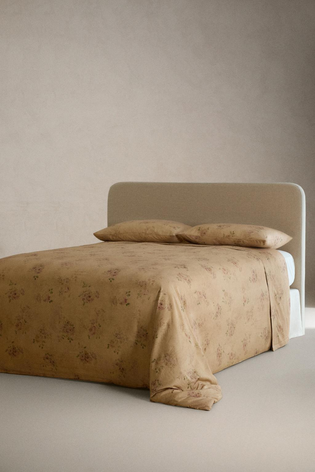 Покрывало из сатина с цветочным принтом