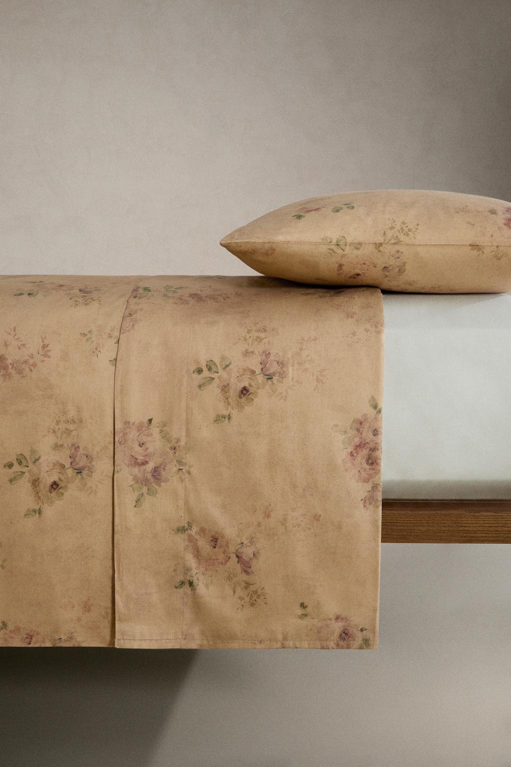 Покрывало из сатина с цветочным принтом