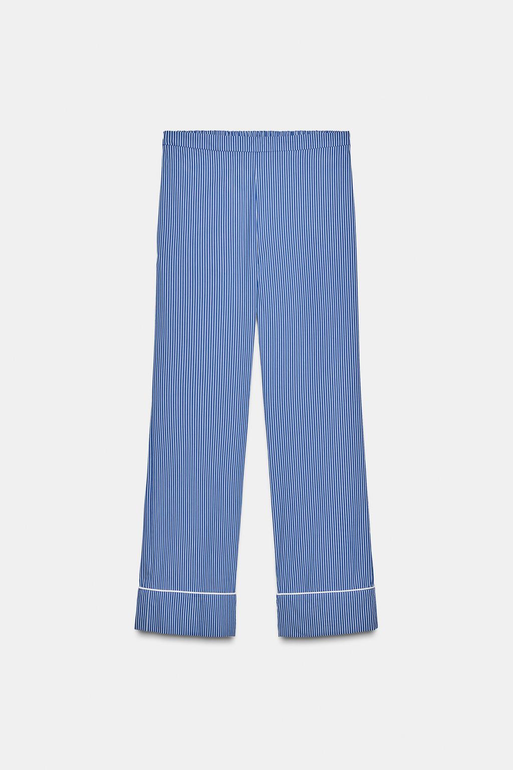 БРЮКИ В ПИЖАМНОМ СТИЛЕ В КОНТРАСТНУЮ ПОЛОСКУ