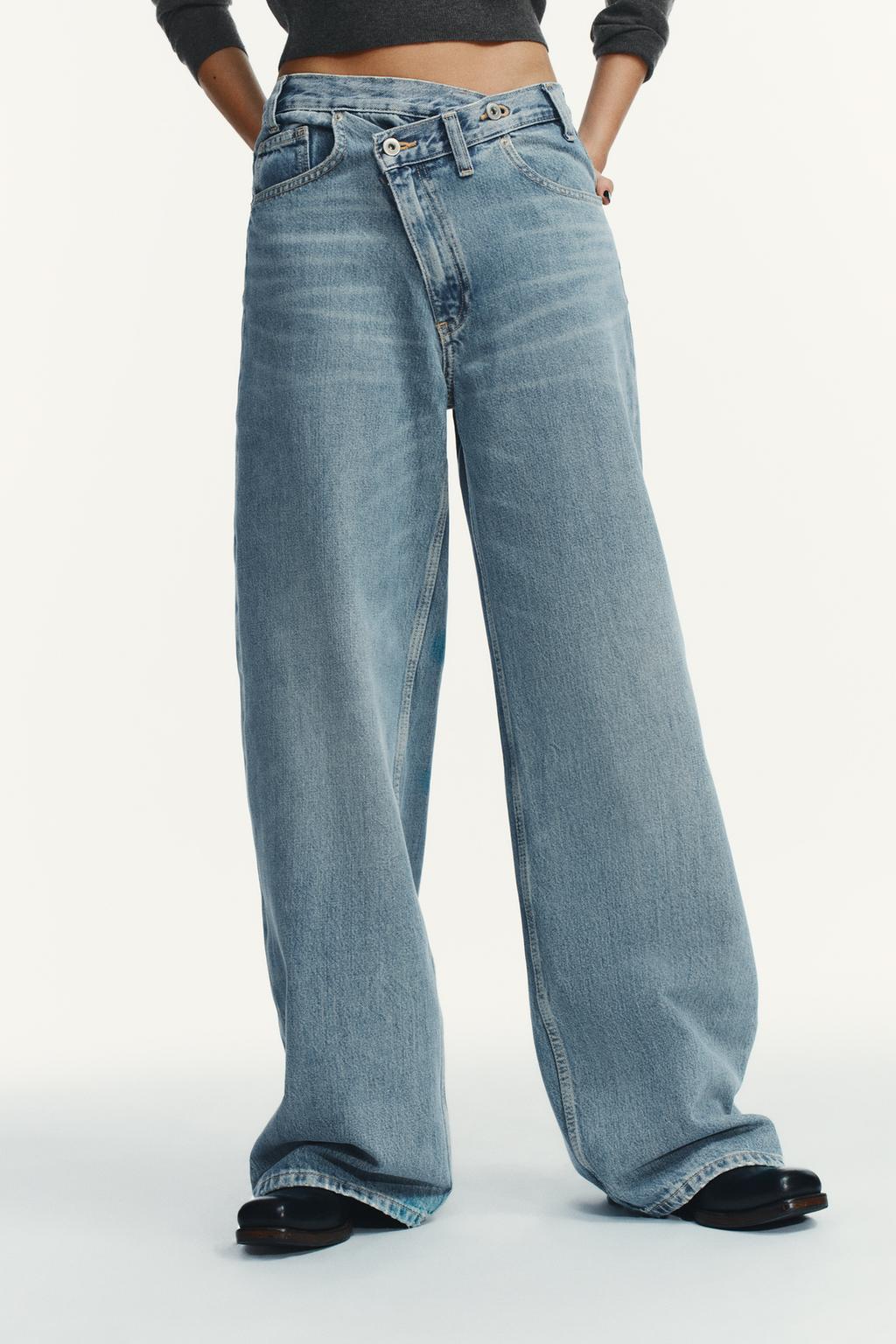 ДЖИНСЫ TRF WIDE LEG С ПЕРЕКРЕСТНОЙ ТАЛИЕЙ И ВЫСОКОЙ ПОСАДКОЙ