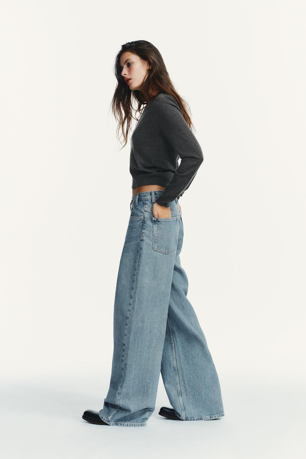 ДЖИНСЫ TRF WIDE LEG С ПЕРЕКРЕСТНОЙ ТАЛИЕЙ И ВЫСОКОЙ ПОСАДКОЙ