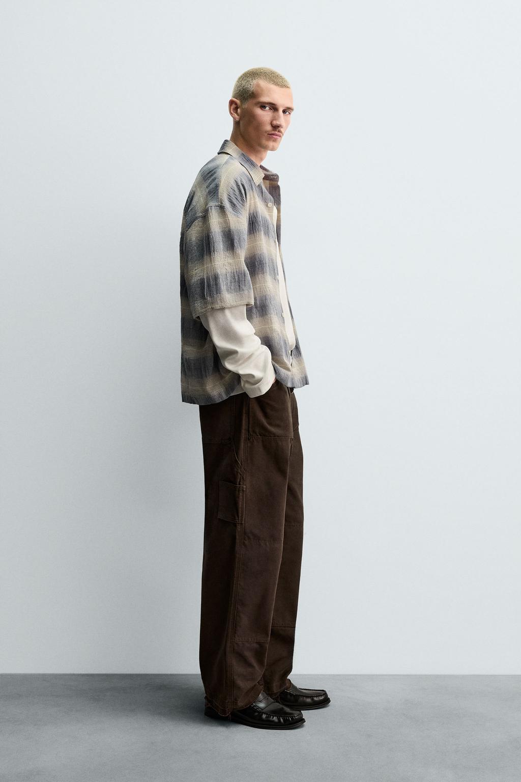 Рубашка в клетку с текстурой