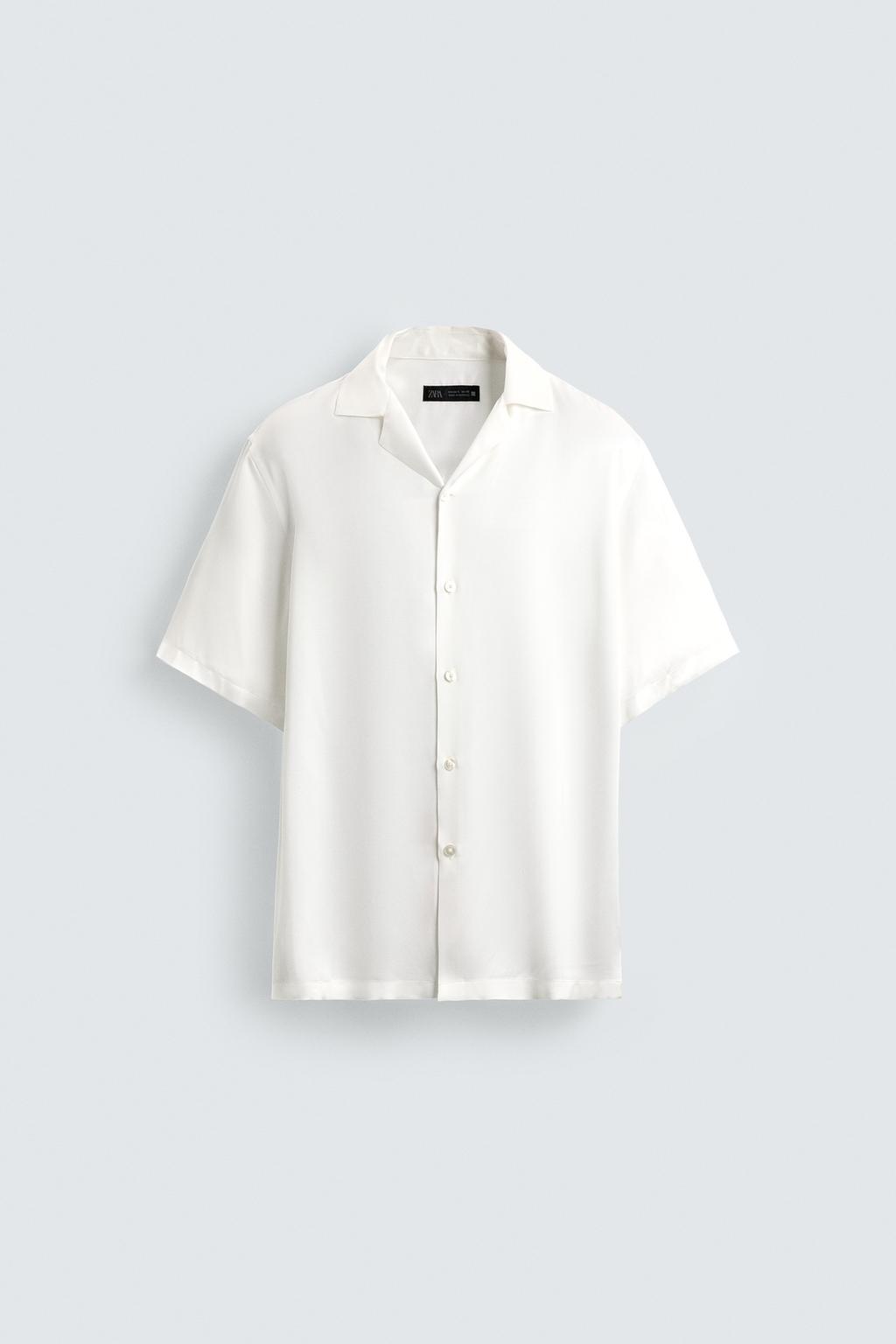 Рубашка regular fit из атласной ткани