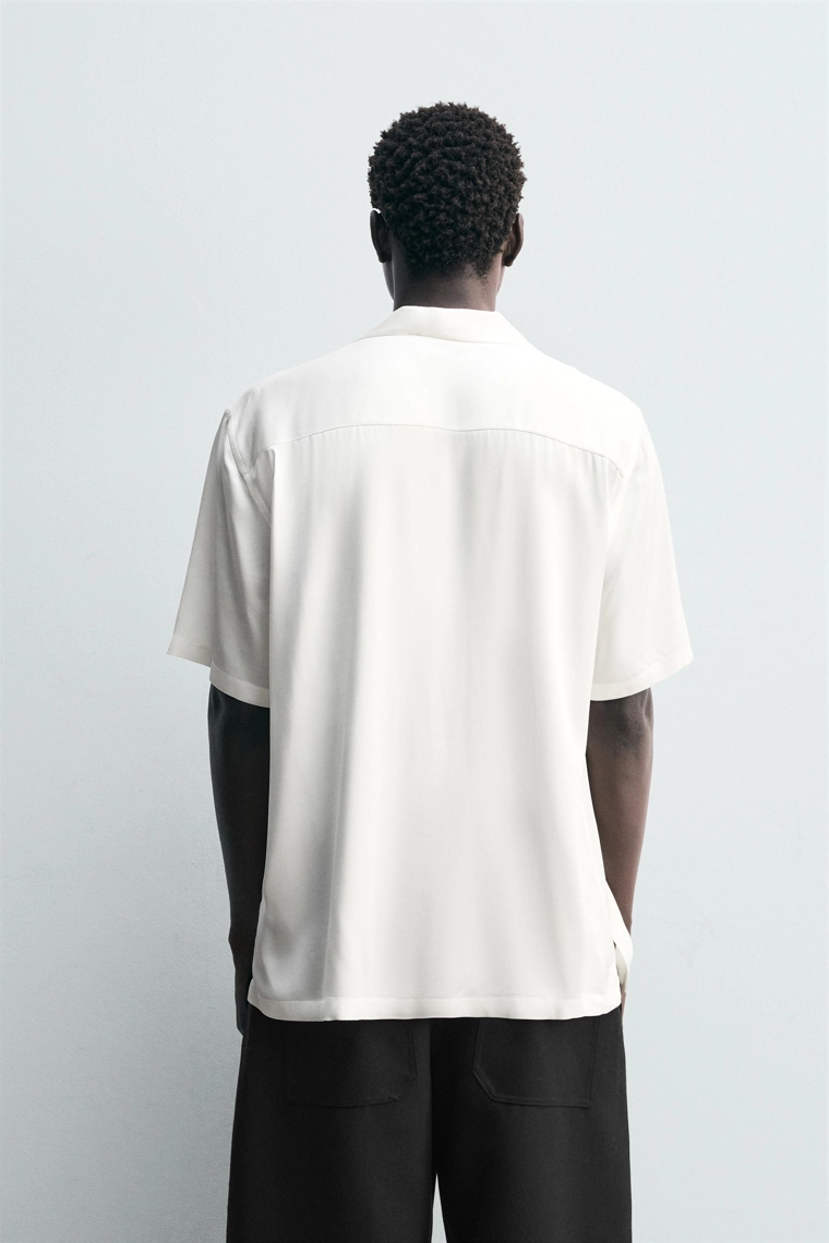 Рубашка regular fit из атласной ткани