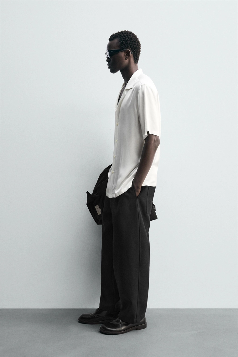 Рубашка regular fit из атласной ткани