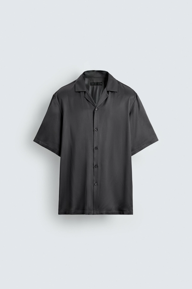 Рубашка regular fit из атласа