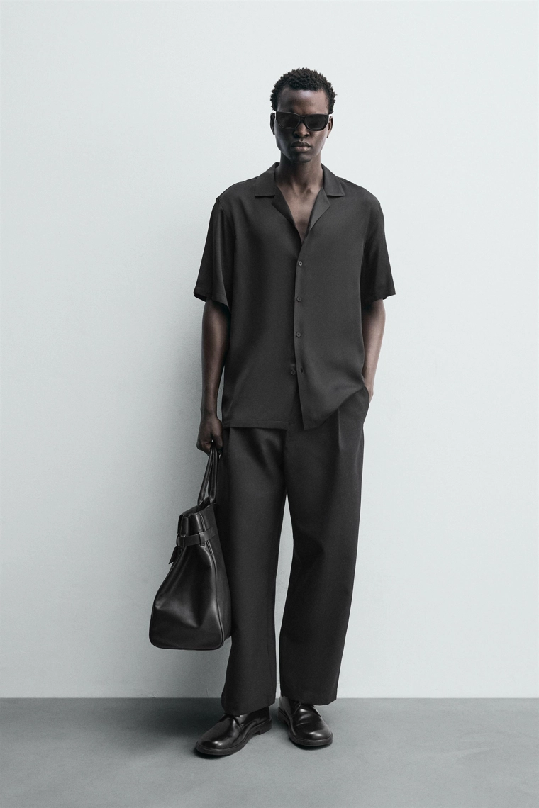 Рубашка из вискозы с сатиновым блеском regular fit