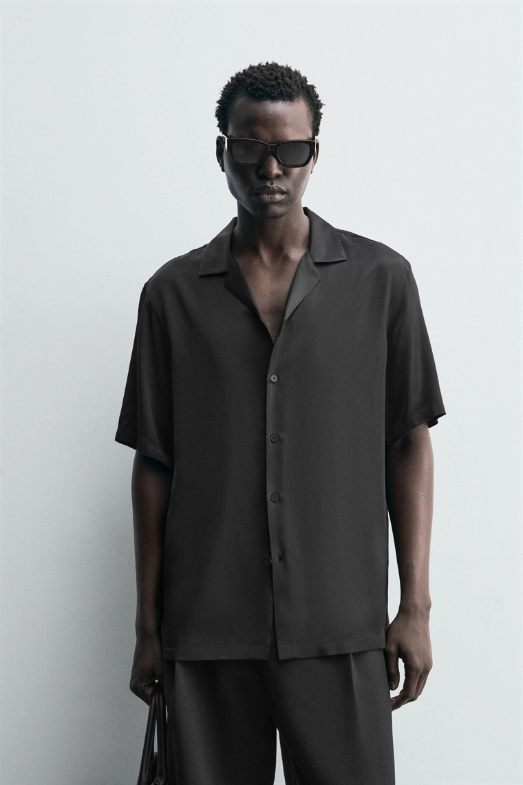 Рубашка из вискозы с сатиновым блеском regular fit