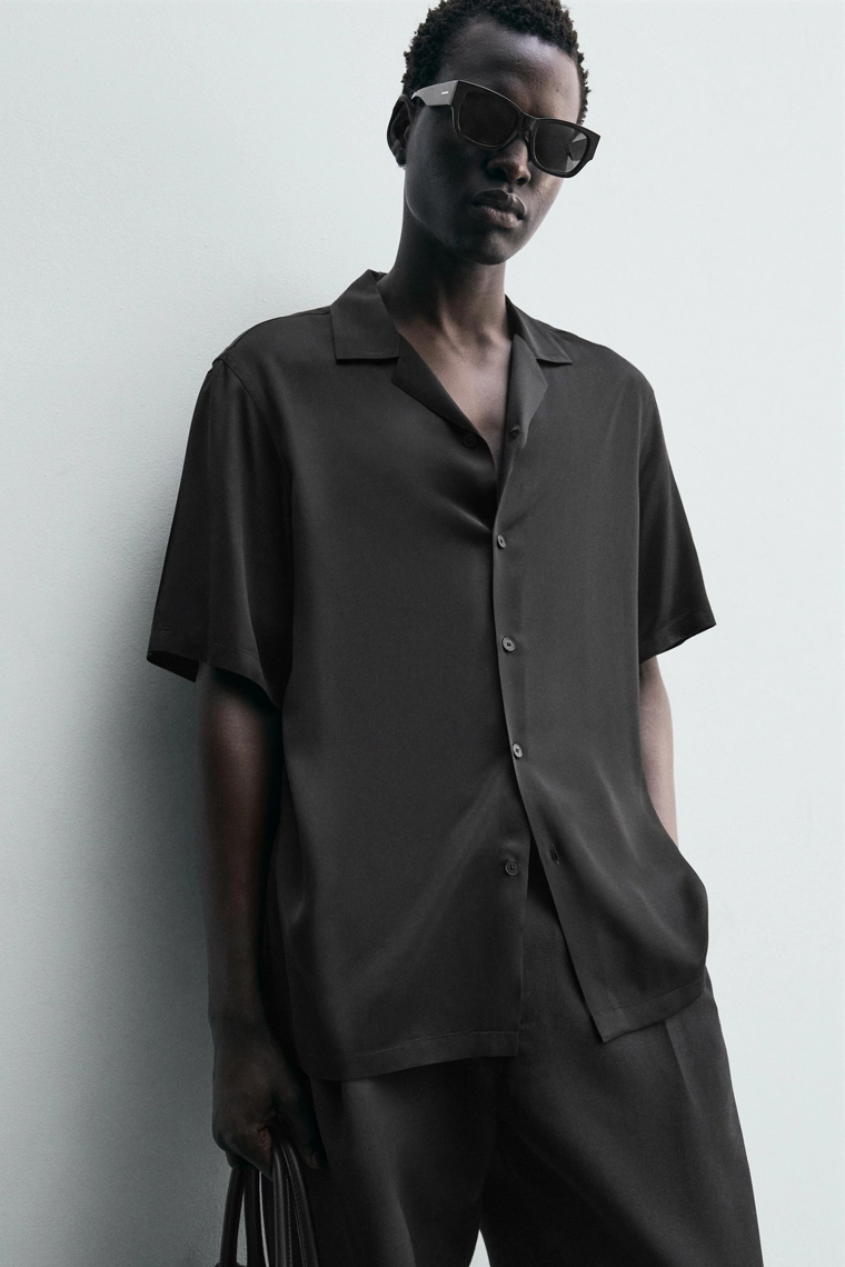 Рубашка из вискозы с сатиновым блеском regular fit