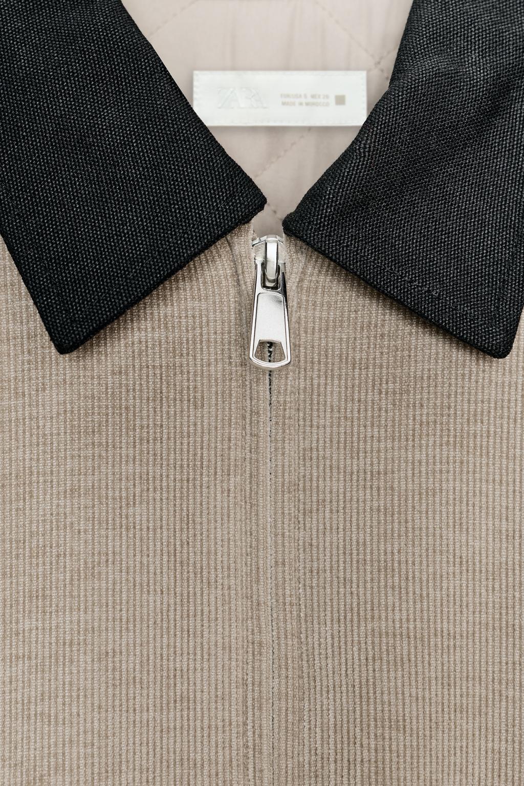 ВЕЛЬВЕТОВАЯ КУРТКА С КОНТРАСТНЫМ ВОРОТНИКОМ