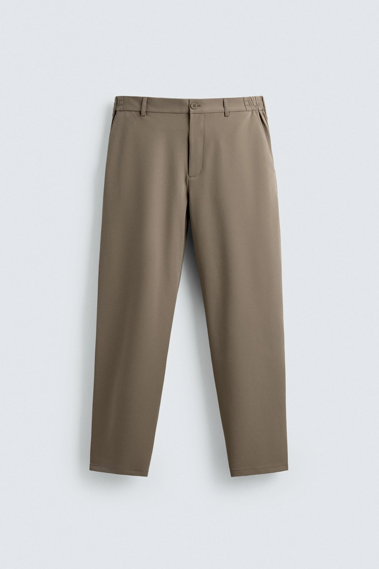 БРЮКИ ИЗ РЕЛЬЕФНОЙ ТКАНИ КОМФОРТНОГО КРОЯ