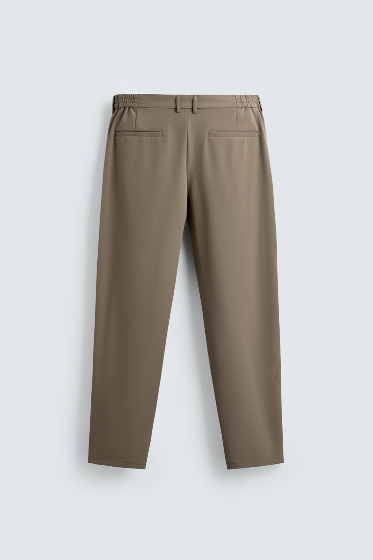 БРЮКИ ИЗ РЕЛЬЕФНОЙ ТКАНИ КОМФОРТНОГО КРОЯ