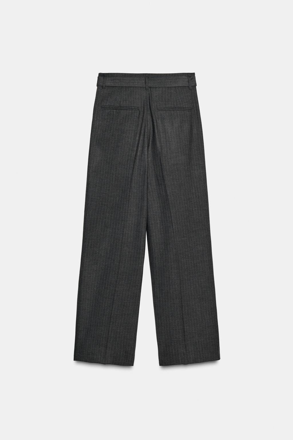 БРЮКИ В ТОНКУЮ ПОЛОСКУ С ПОЯСОМ