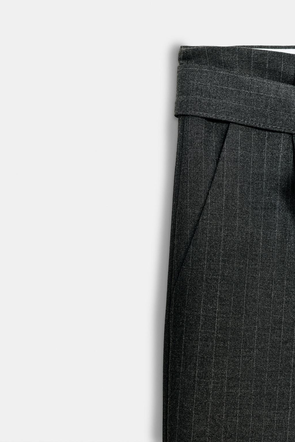 БРЮКИ В ТОНКУЮ ПОЛОСКУ С ПОЯСОМ