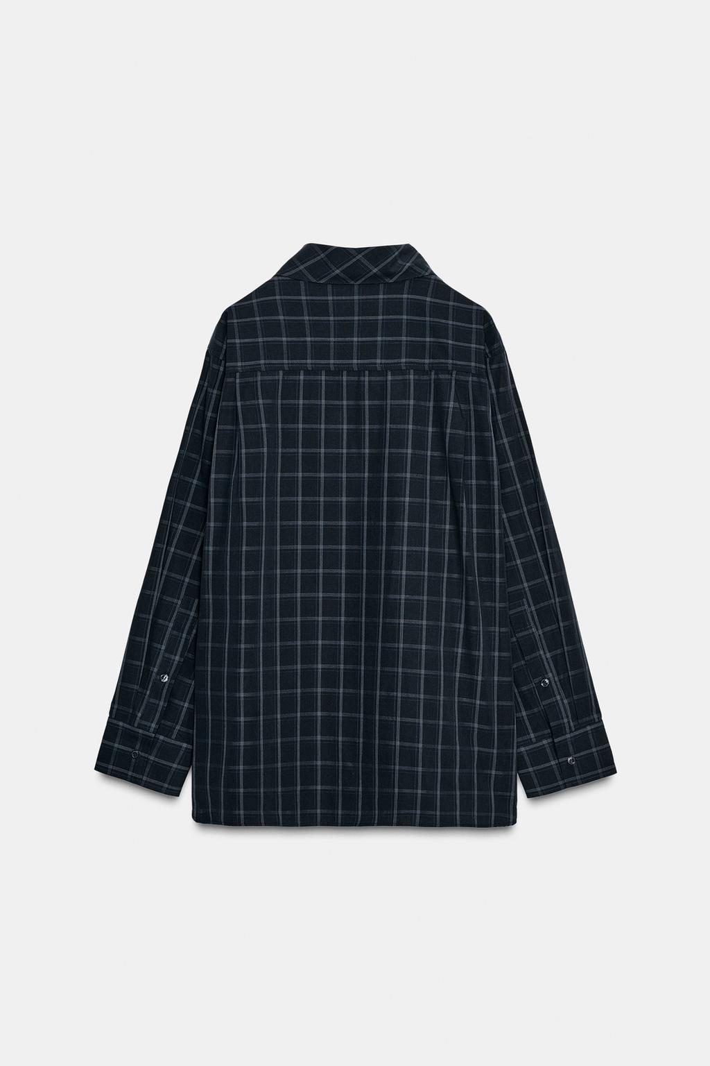 РУБАШКА ИЗ ПОПЛИНА В КЛЕТКУ С ШАРФОМ