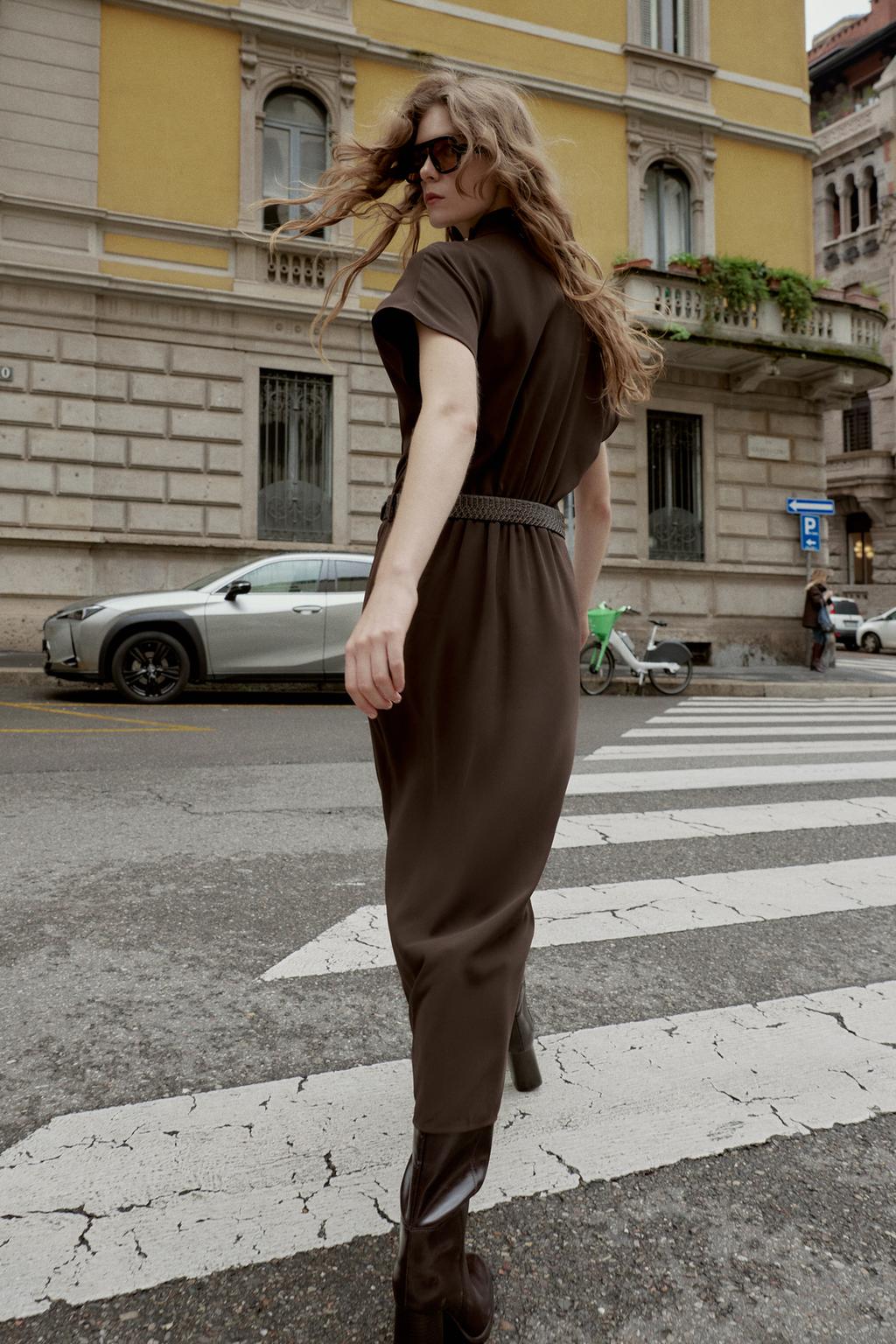 Платье миди с поясом