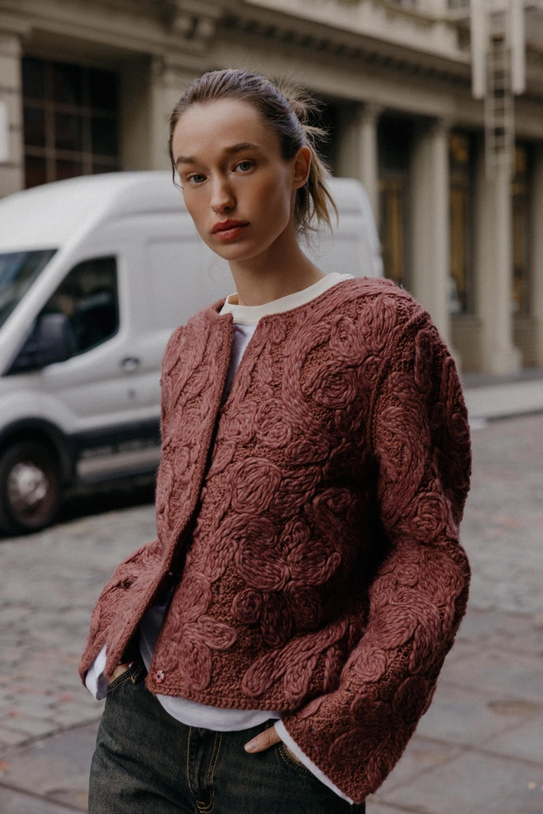 КАРДИГАН ИЗ ШЕРСТИ С УЗОРОМ МАКРАМЕ