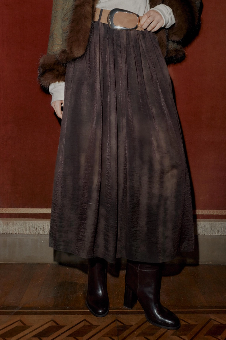 ЮБКА МИДИ С РАЗМЫТЫМ ПРИНТОМ И РЕМНЕМ