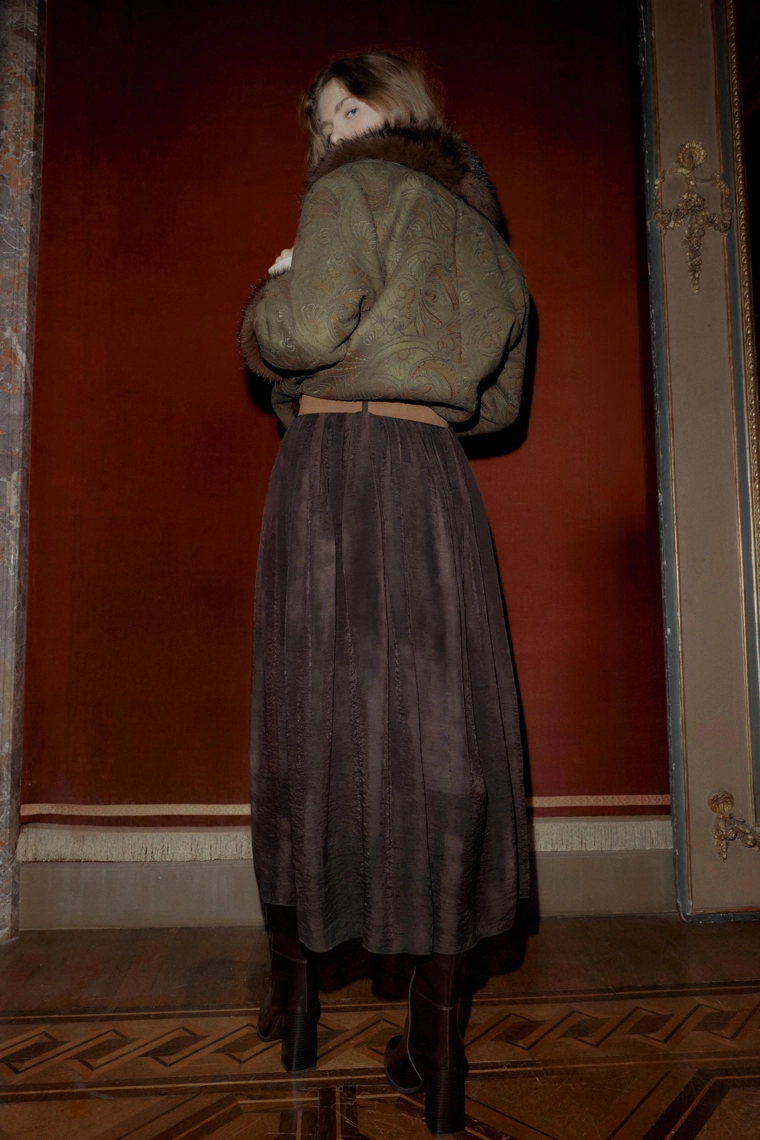 ЮБКА МИДИ С РАЗМЫТЫМ ПРИНТОМ И РЕМНЕМ