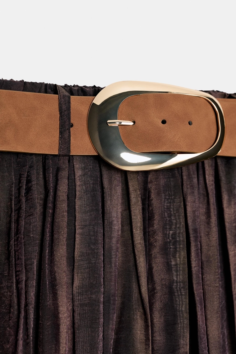 ЮБКА МИДИ С РАЗМЫТЫМ ПРИНТОМ И РЕМНЕМ