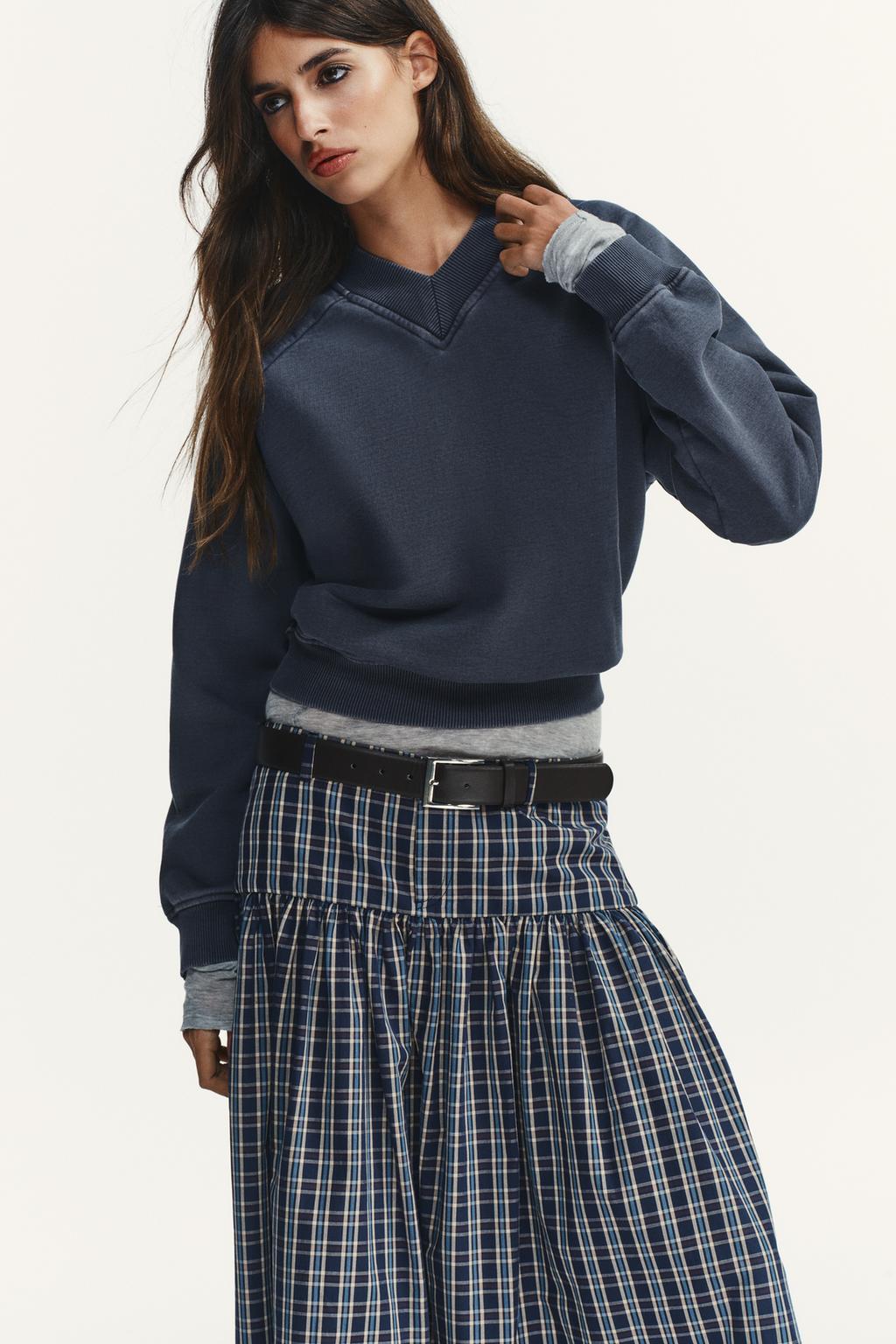 ЮБКА МИДИ В КЛЕТКУ С РЕМНЕМ