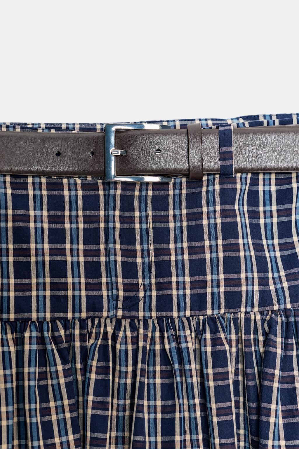 ЮБКА МИДИ В КЛЕТКУ С РЕМНЕМ