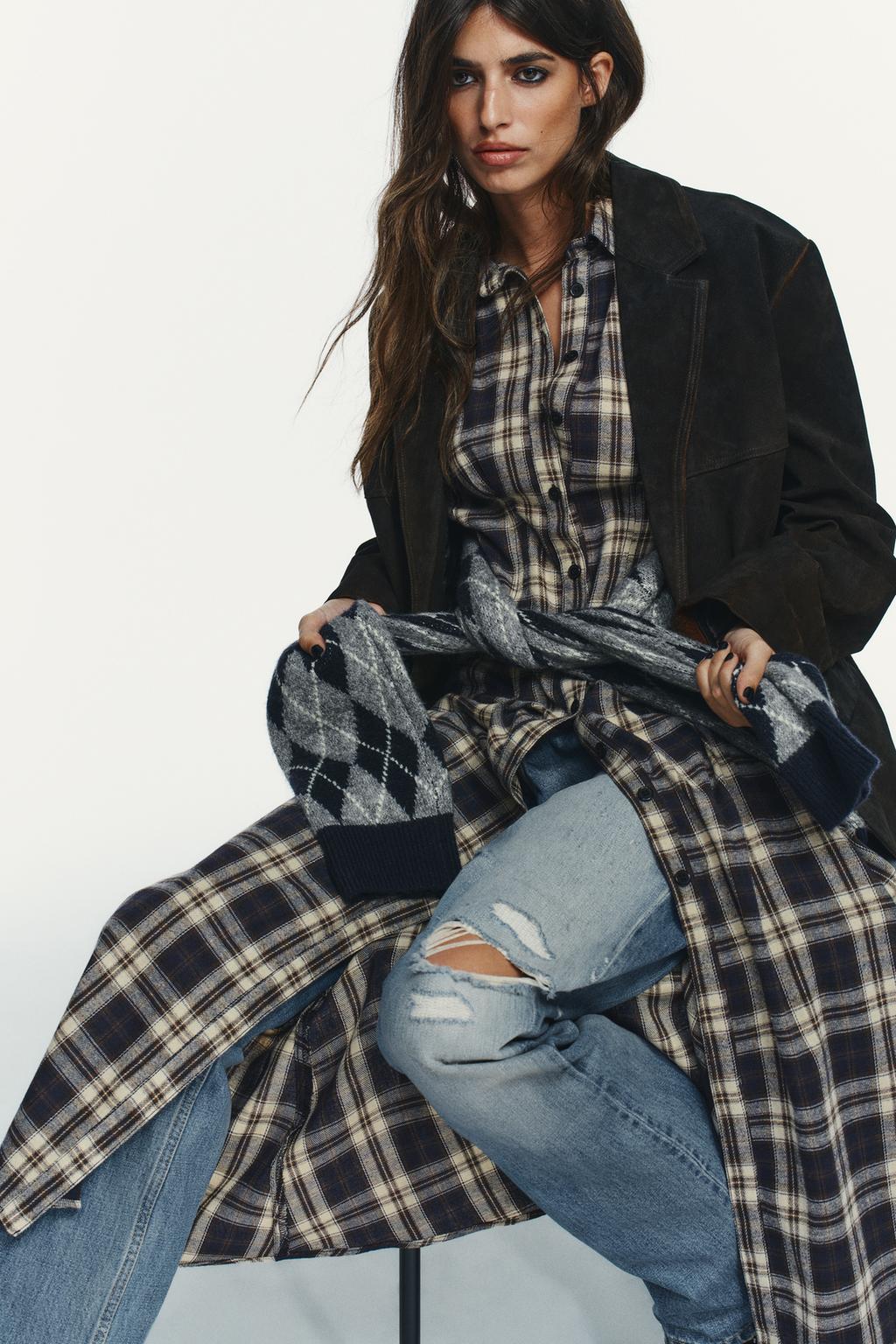 ПЛАТЬЕ МИДИ В КЛЕТКУ СО СКЛАДКАМИ