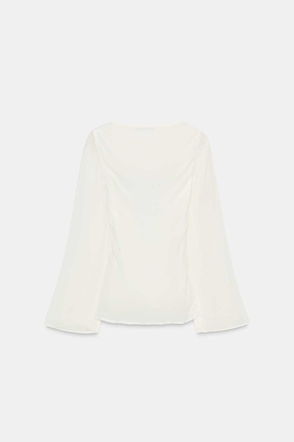 БЛУЗКА ИЗ ЖОРЖЕТА С КРУЖЕВОМ И БАНТОМ