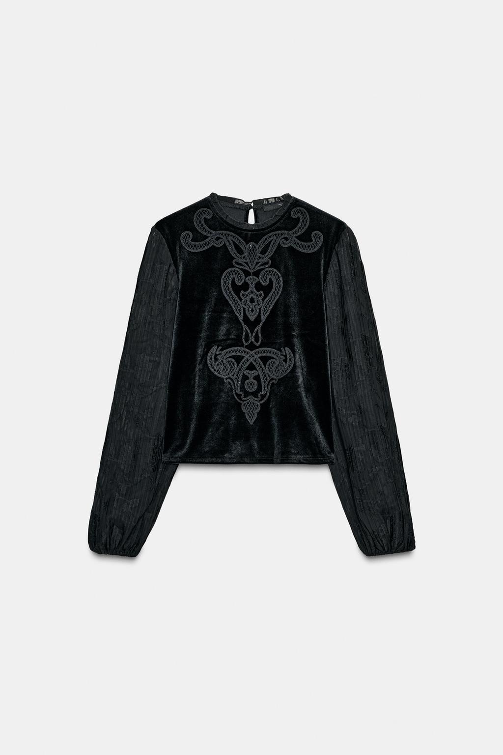 БАРХАТНЫЙ ТОП С ВЫШИВКОЙ