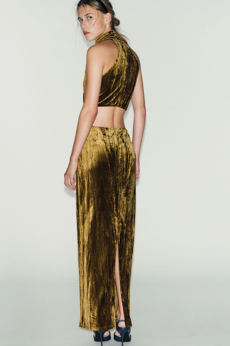 ПЛАТЬЕ МИДИ С ВЫРЕЗАМИ И СТРАЗАМИ