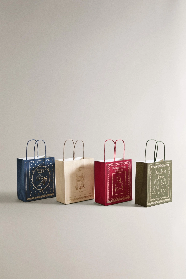 Набор маленьких рождественских книжных сумок (набор из 4 штук)