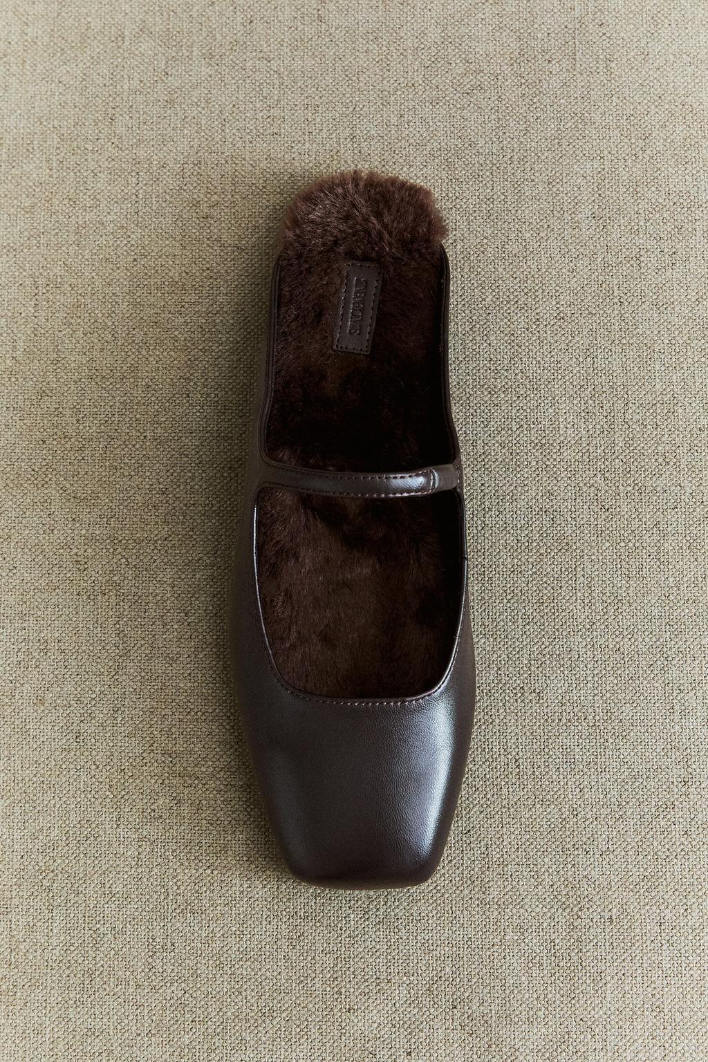 Теплые кожаные мюли