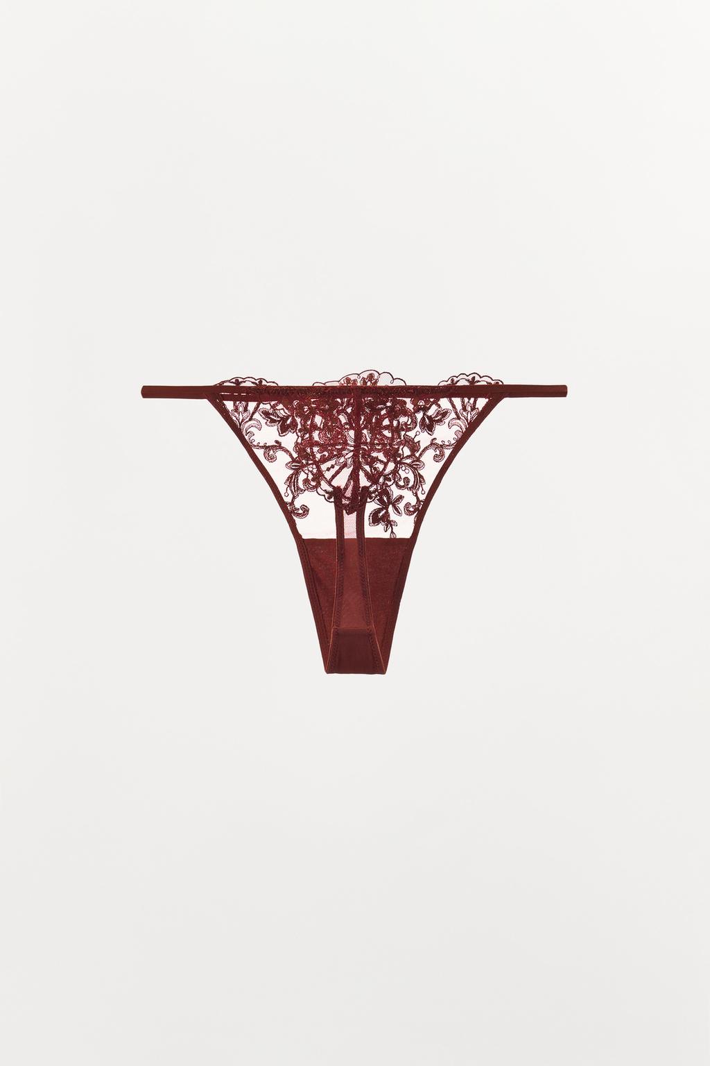 ТРУСЫ-ТАНГА С ВЫШИВКОЙ ИЗ КРУЖЕВА