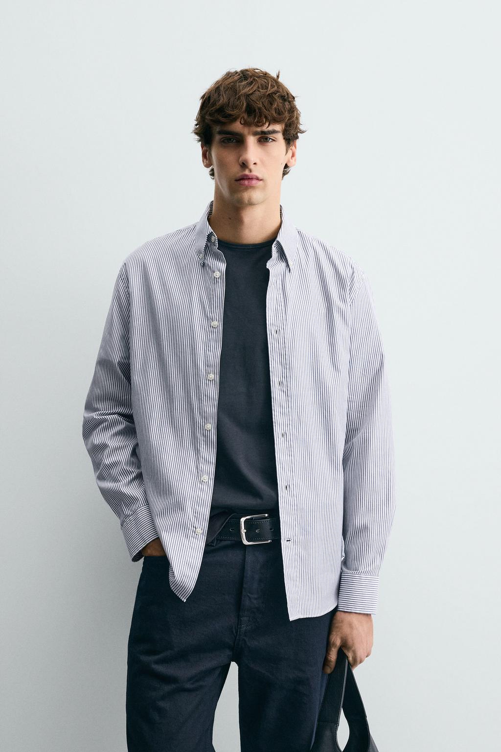 РУБАШКА ИЗ РЕЛЬЕФНОЙ ТКАНИ В ПОЛОСКУ