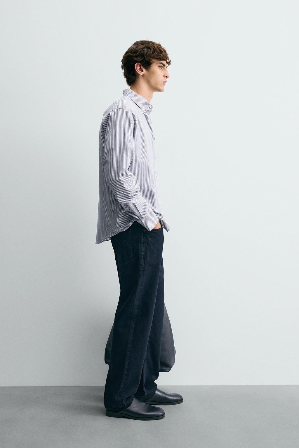 РУБАШКА ИЗ РЕЛЬЕФНОЙ ТКАНИ В ПОЛОСКУ