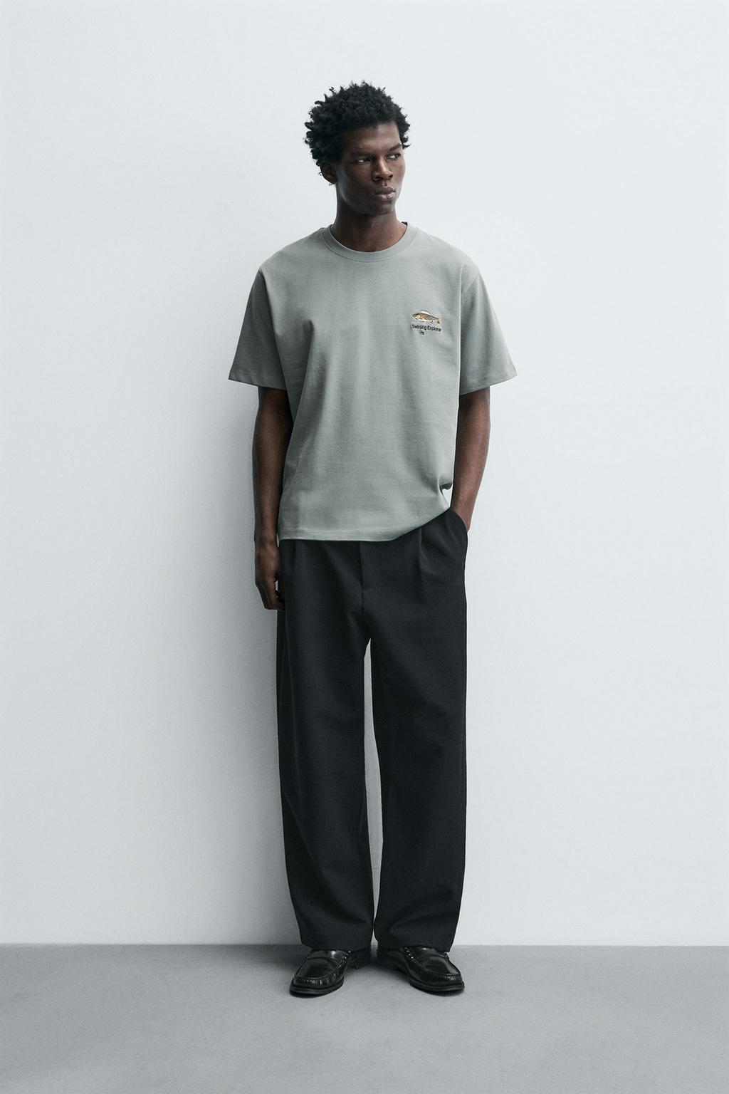 ФУТБОЛКА С ВЫШИВКОЙ В ВИДЕ РЫБЫ