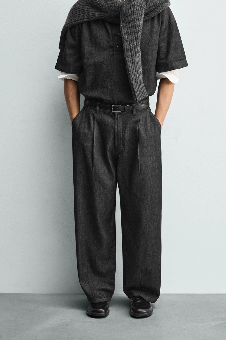 Джинсы плиссированные легкие