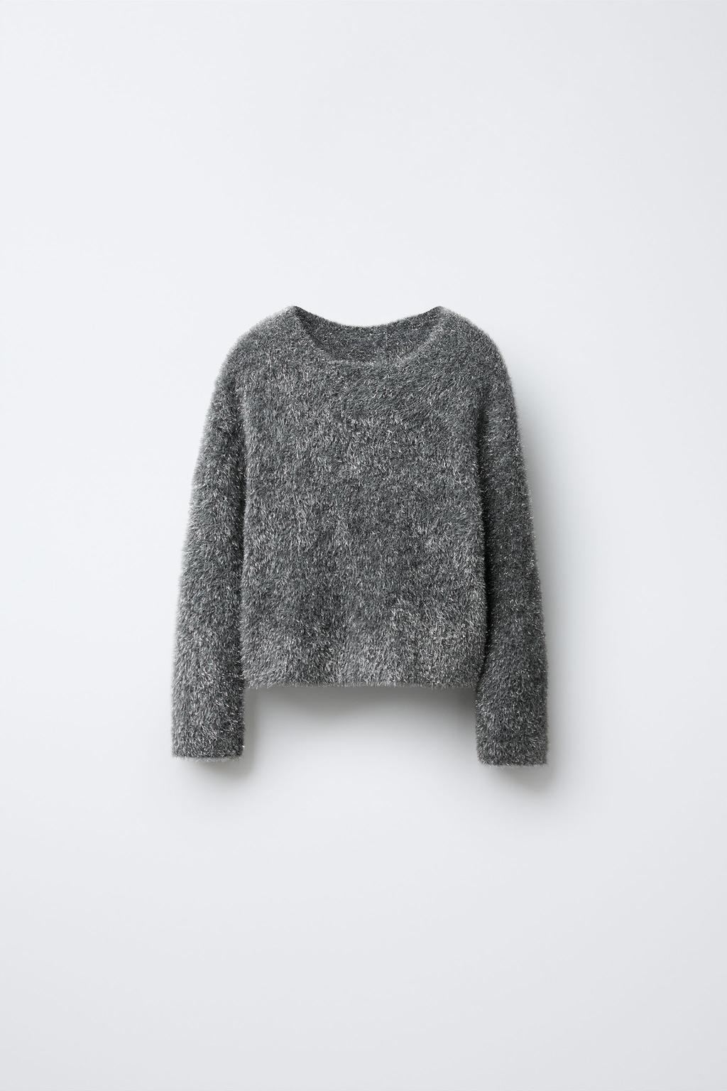 СВИТЕР ИЗ ВОРСИСТОГО ТРИКОТАЖА С БЛЕСТКАМИ