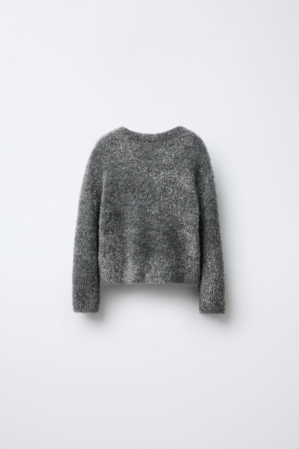 СВИТЕР ИЗ ВОРСИСТОГО ТРИКОТАЖА С БЛЕСТКАМИ