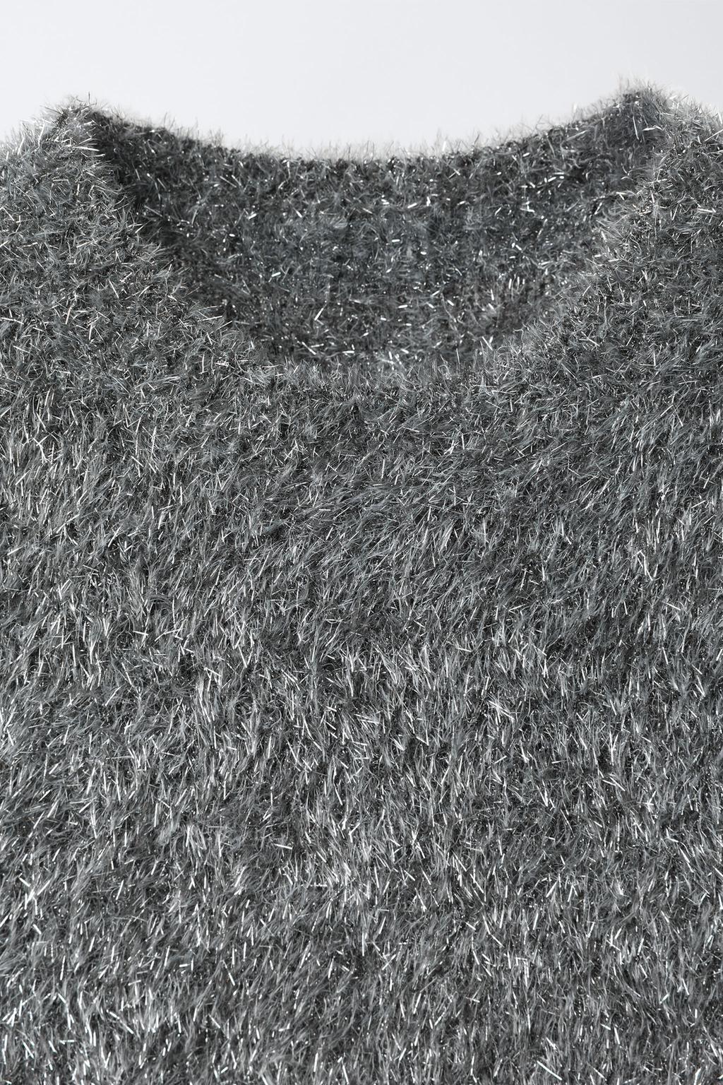 СВИТЕР ИЗ ВОРСИСТОГО ТРИКОТАЖА С БЛЕСТКАМИ