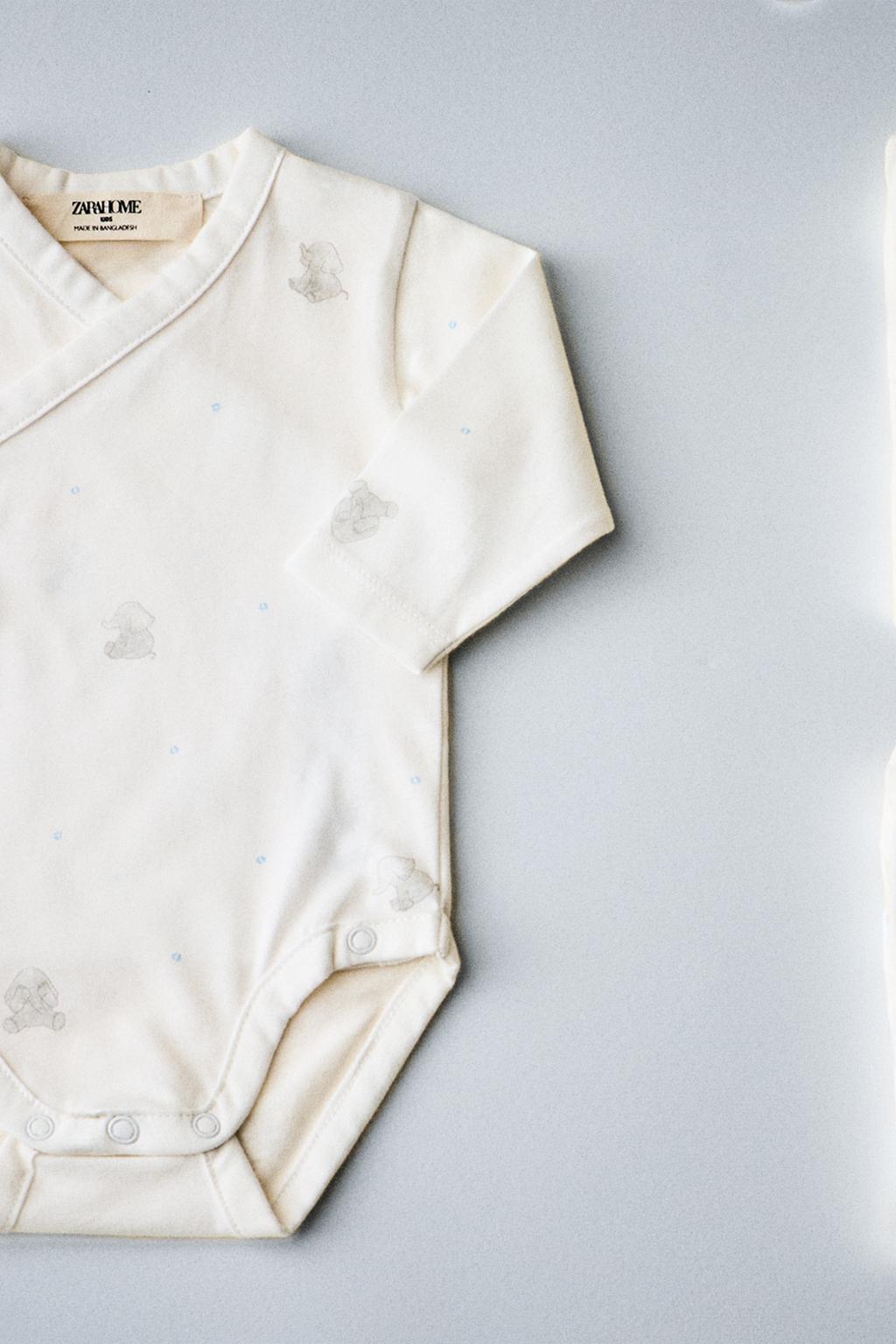 Детский боди для малышей с принтом слонов (набор из 3 штук)