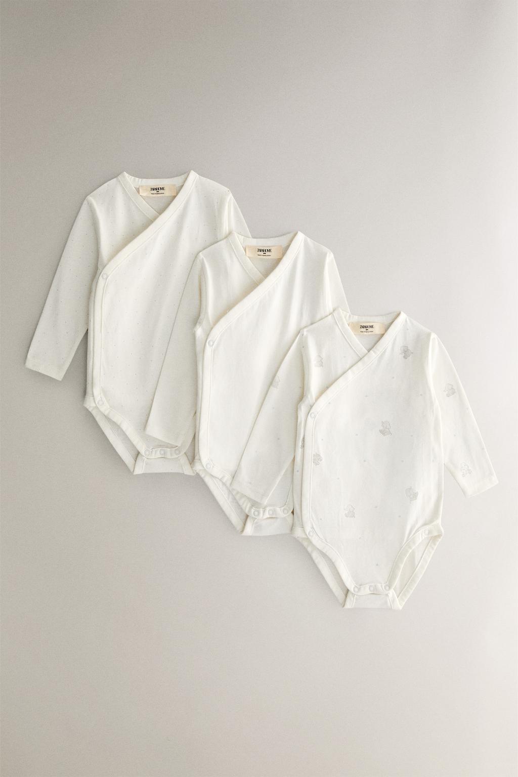 Детский боди для малышей с принтом слонов (набор из 3 штук)