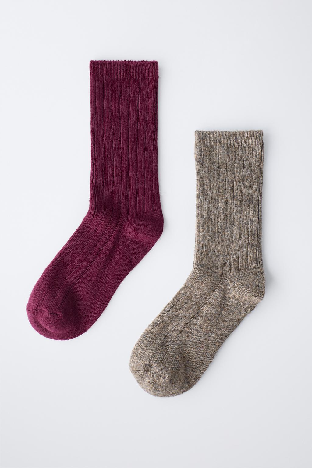 Набор из двух пар длинных ребристых носков