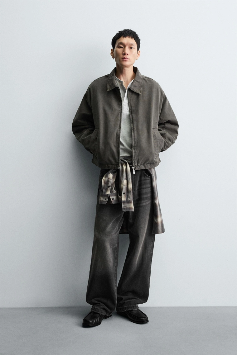 УКОРОЧЕННАЯ КУРТКА CROPPED FIT С ВЫШИВКОЙ