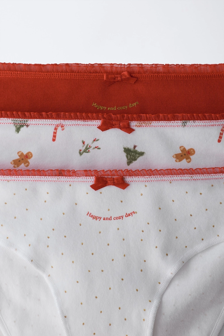 6-14 ЛЕТ/ НАБОР ИЗ ТРЕХ ТРУСОВ С ПРИНТОМ «ДЕРЕВО И ПЕЧЕНЬЕ»