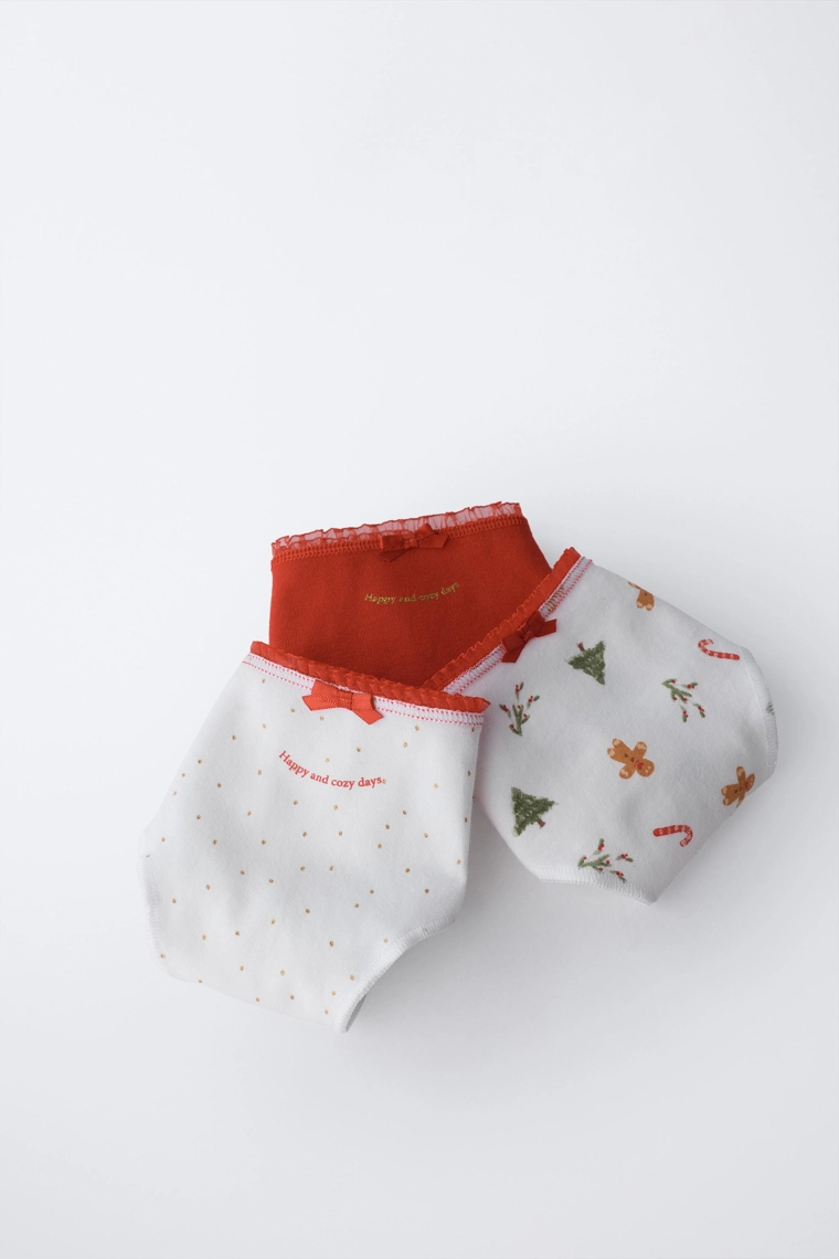 6-14 ЛЕТ/ НАБОР ИЗ ТРЕХ ТРУСОВ С ПРИНТОМ «ДЕРЕВО И ПЕЧЕНЬЕ»