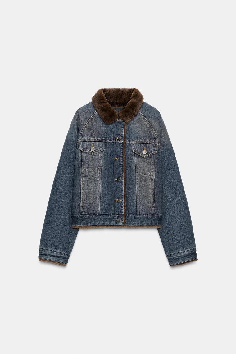 ДЖИНСОВАЯ КУРТКА С ИСКУССТВЕННЫМ МЕХОМ — ZW COLLECTION
